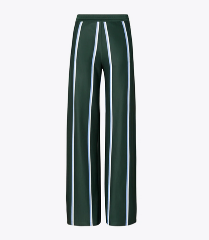 Green Wide Leg Trousers with Stripes