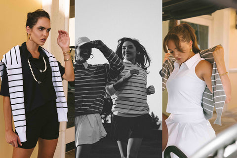Collage of women wearing vintage-inspired golf and tennis styles by swindish